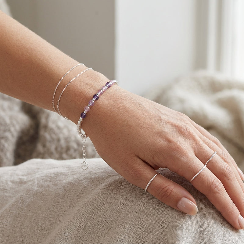 Lepidolite & Rose Quartz Bracelet "Serenity Bloom"