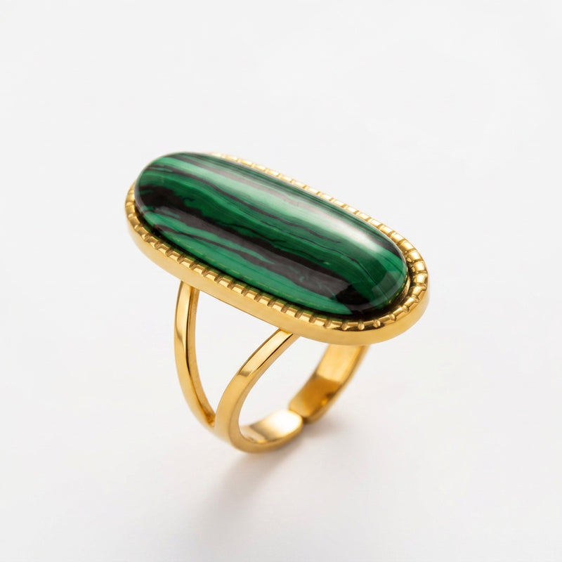 Malachite Adjustable Ring "Calyros"
