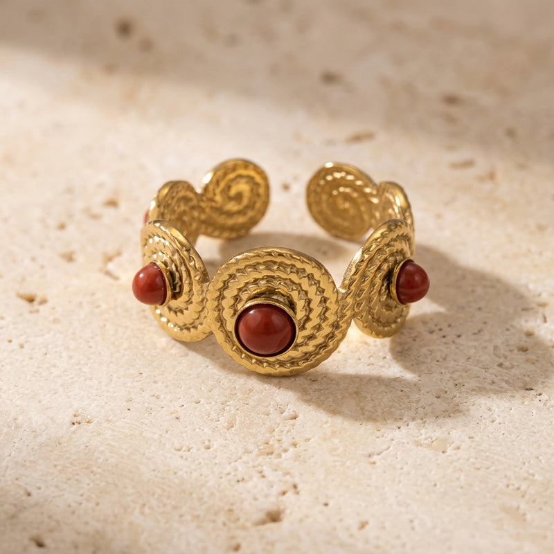 Red Jasper Ring "Trio" adjustable