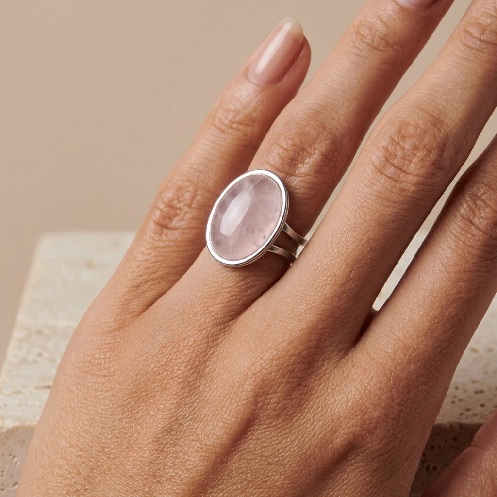 Rose Quartz Adjustable Ring "Pink Sweetness"