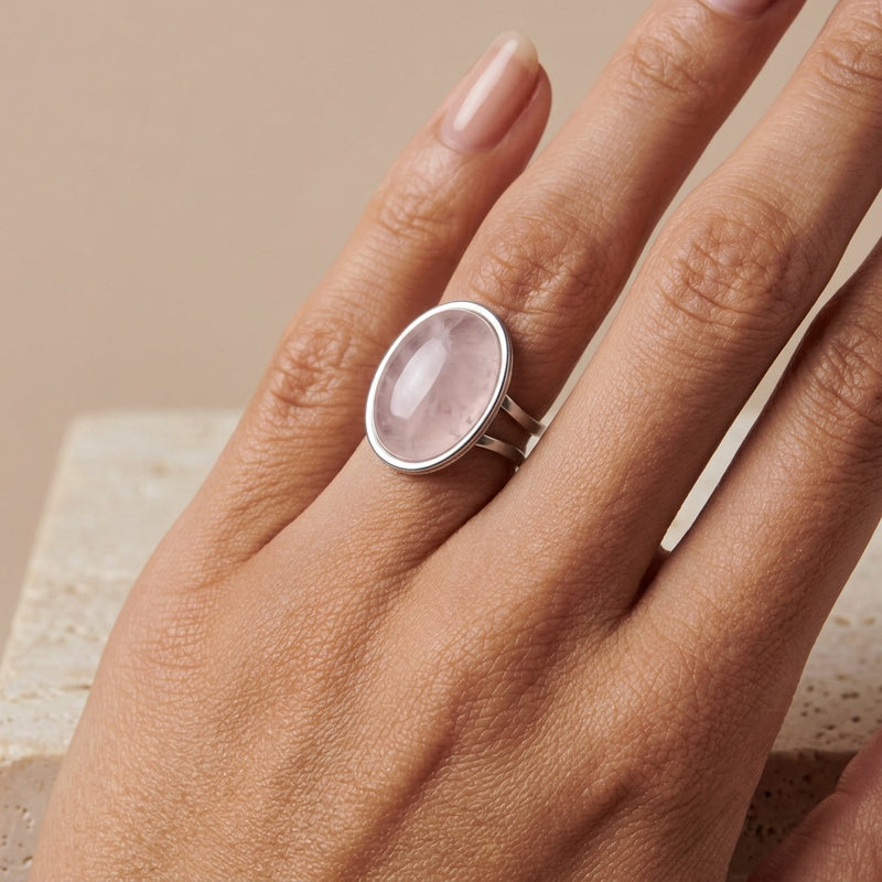 Rose Quartz Adjustable Ring "Pink Sweetness"
