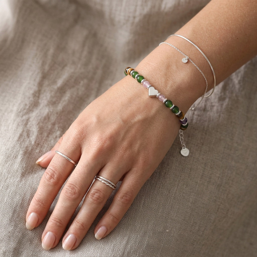 Tiger Eye & Aventurine Stone Bracelet "Solar Crest"