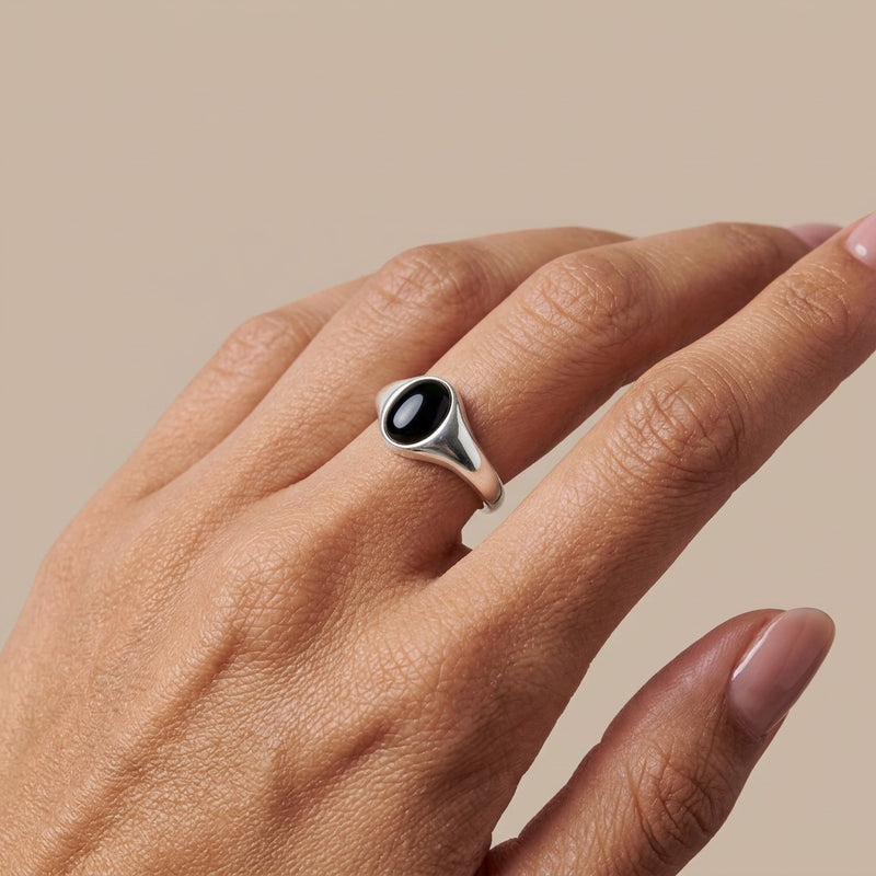 Black Tourmaline Ring "Opus" Adjustable