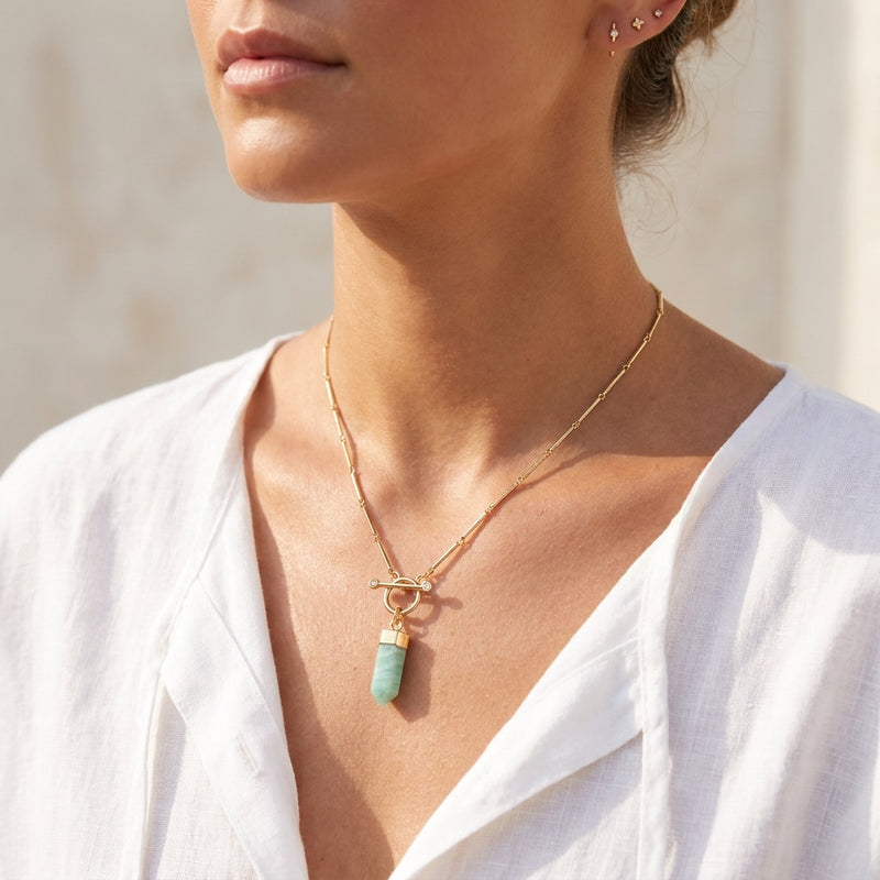 Amazonite Necklace "Nebula" gold/silver