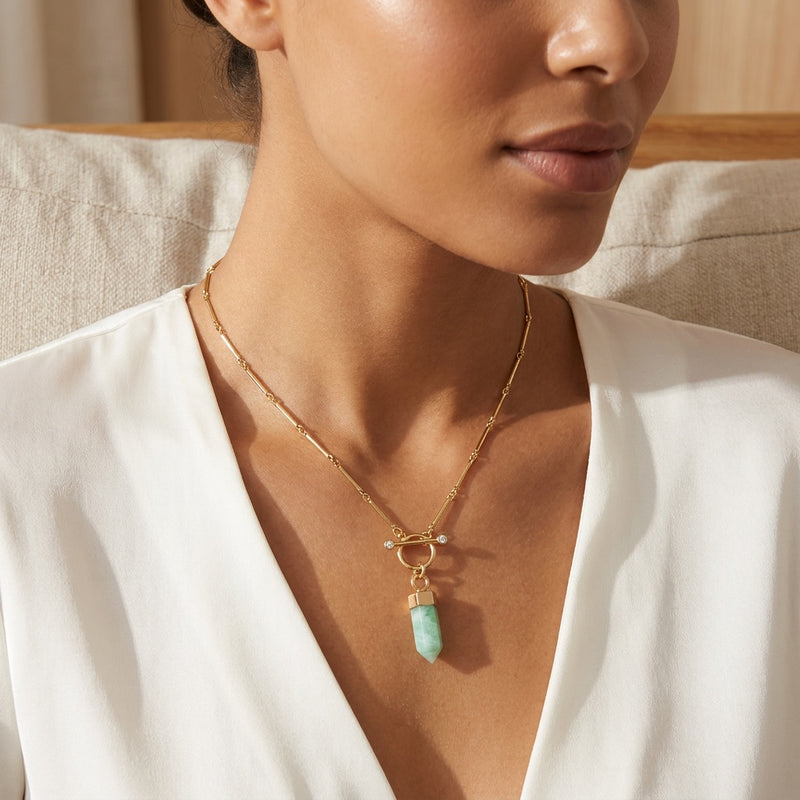 Amazonite Necklace "Nebula" gold/silver