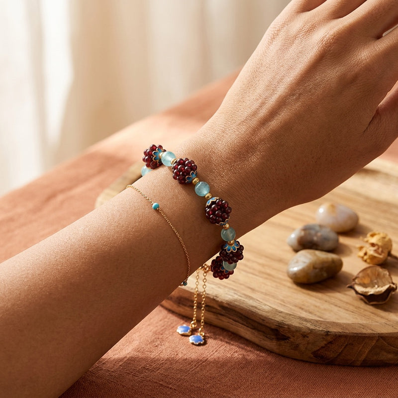 Garnet & Amazonite Bracelet "Grenade"