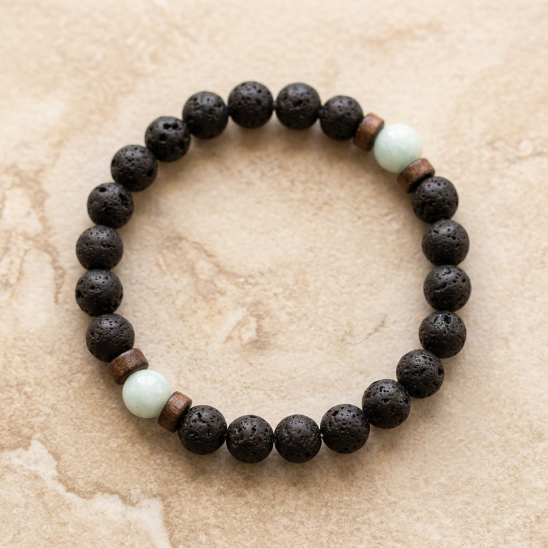 Lava Stone & Amazonite Bracelet "Falcon Veil"