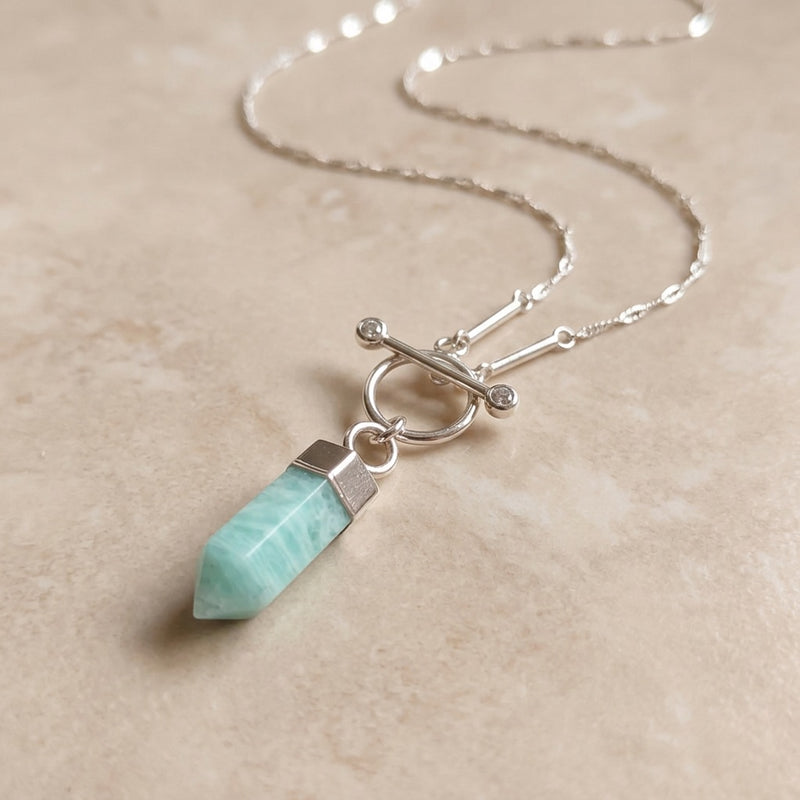 Amazonite Necklace "Nebula" gold/silver