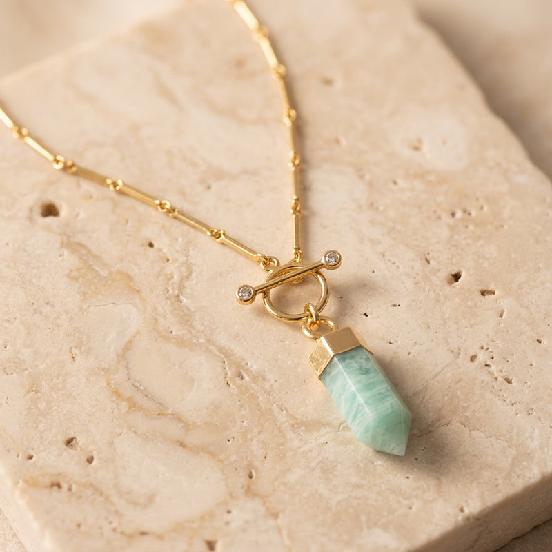 Amazonite Necklace "Nebula" gold/silver