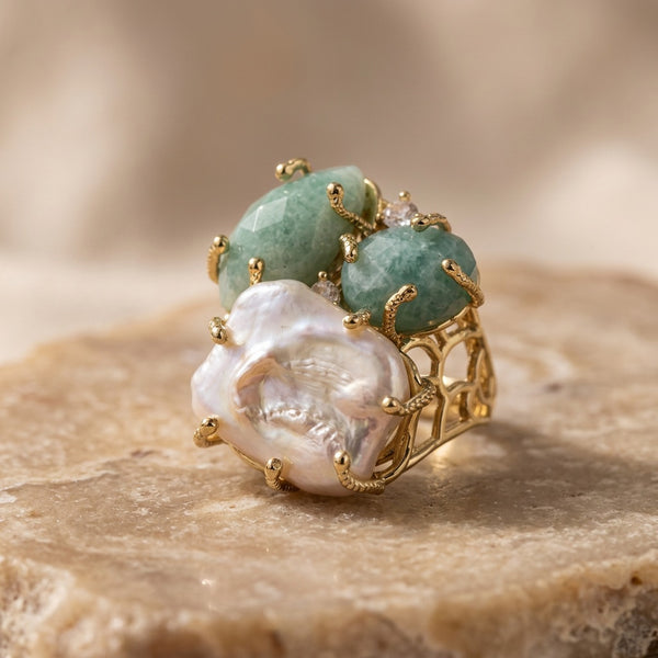 Amazonite Stone Ring "Diana"