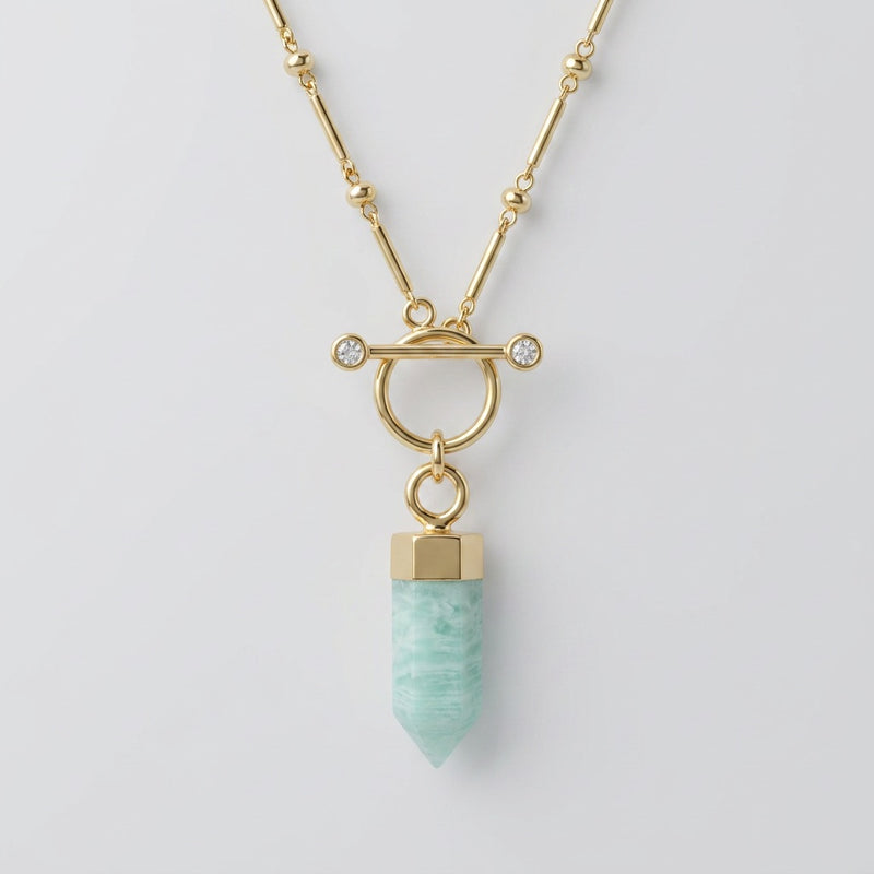 Amazonite Necklace "Nebula" gold/silver