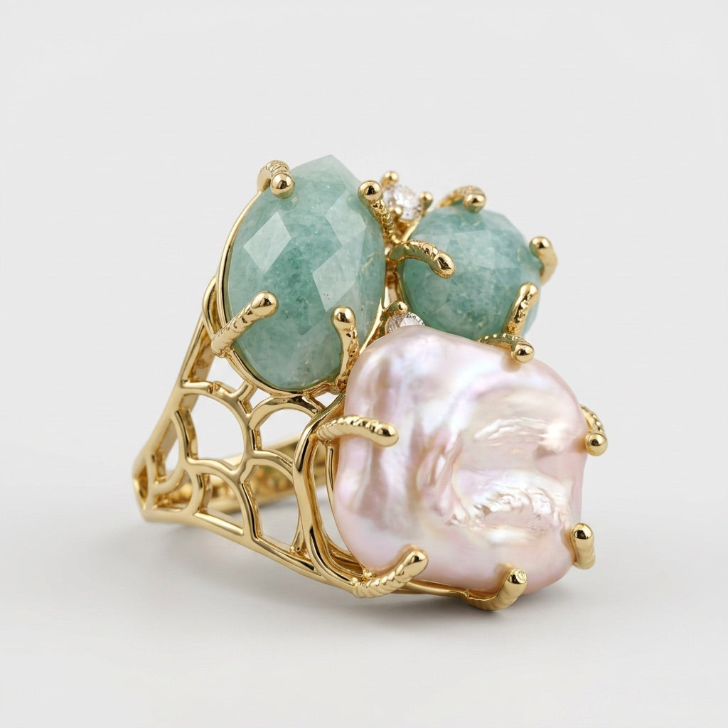 Amazonite Stone Ring "Diana"