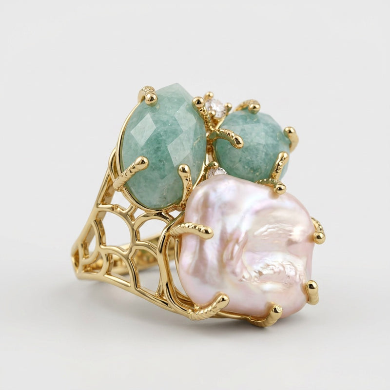 Amazonite Stone Ring "Diana"