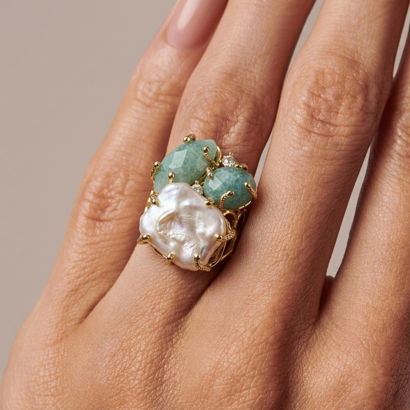 Amazonite Stone Ring "Diana"