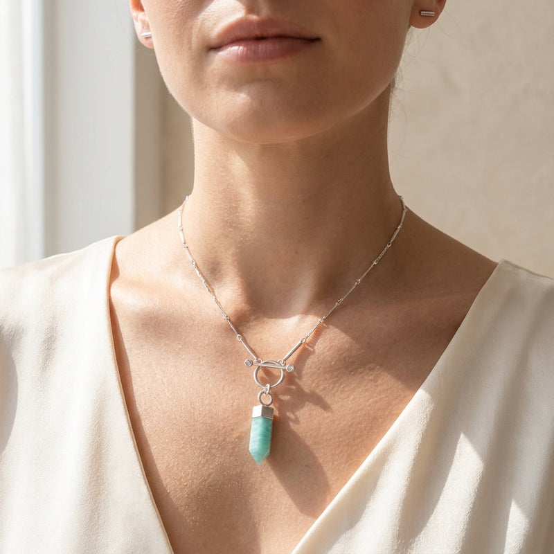 Amazonite Necklace "Nebula" gold/silver