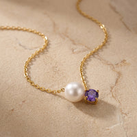 Amethyst & Pearl Necklace “Serenza”