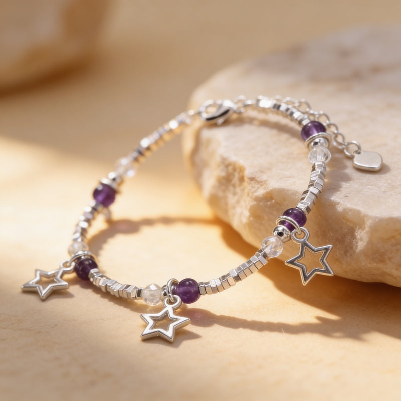Amethyst Stone Bracelet "Celestia Star"