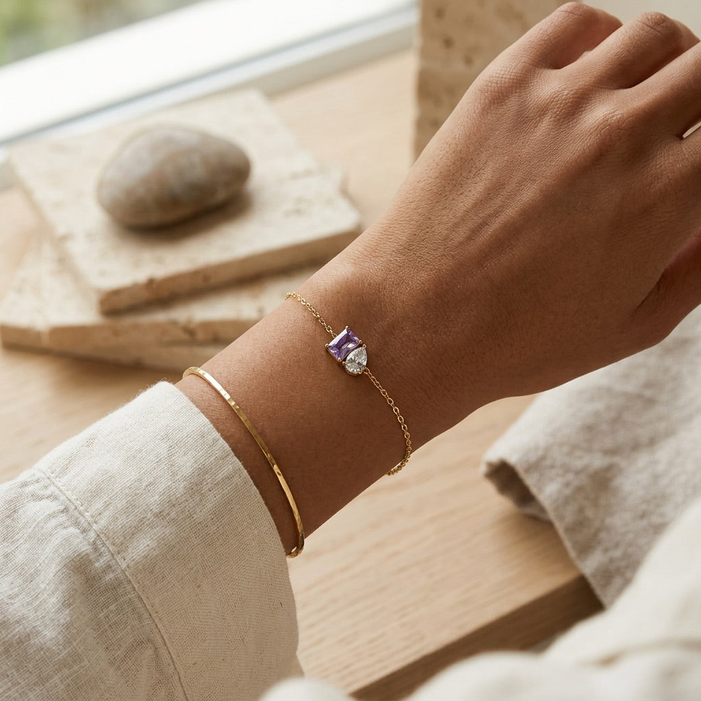Amethyst & Diamond Stone Bracelet “Esmira”