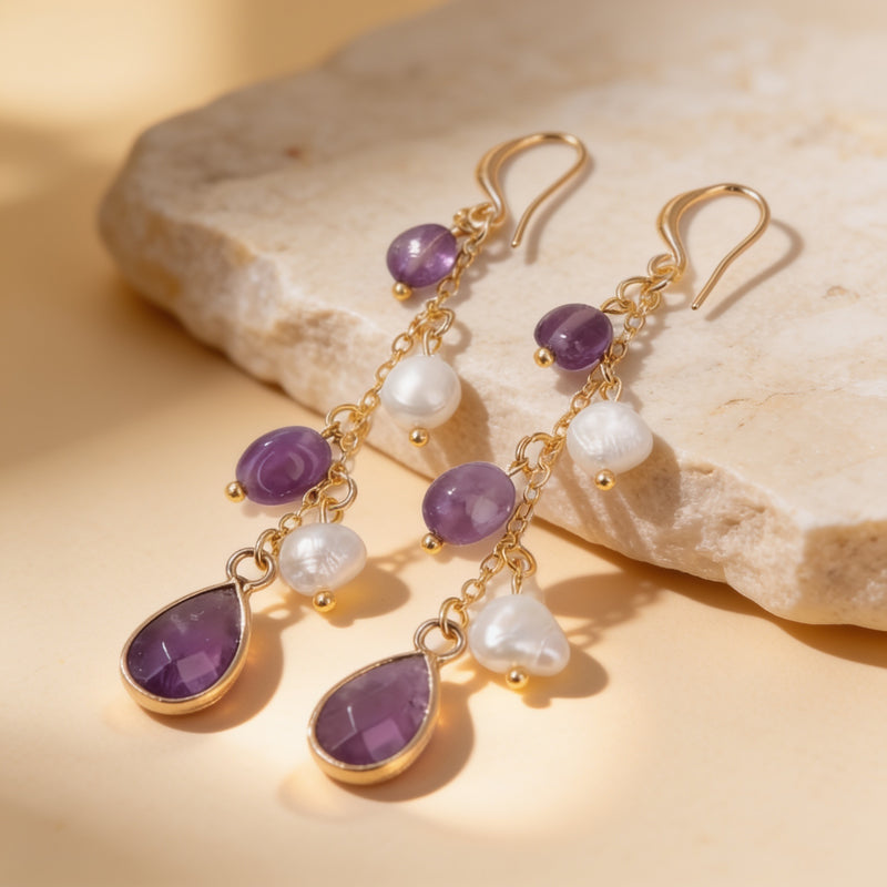 Amethyst Drop Earrings "Velisca"
