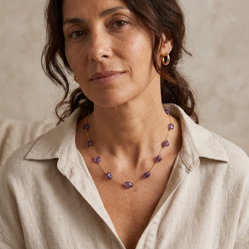Purple Amethyst Stone Necklace "Velora"