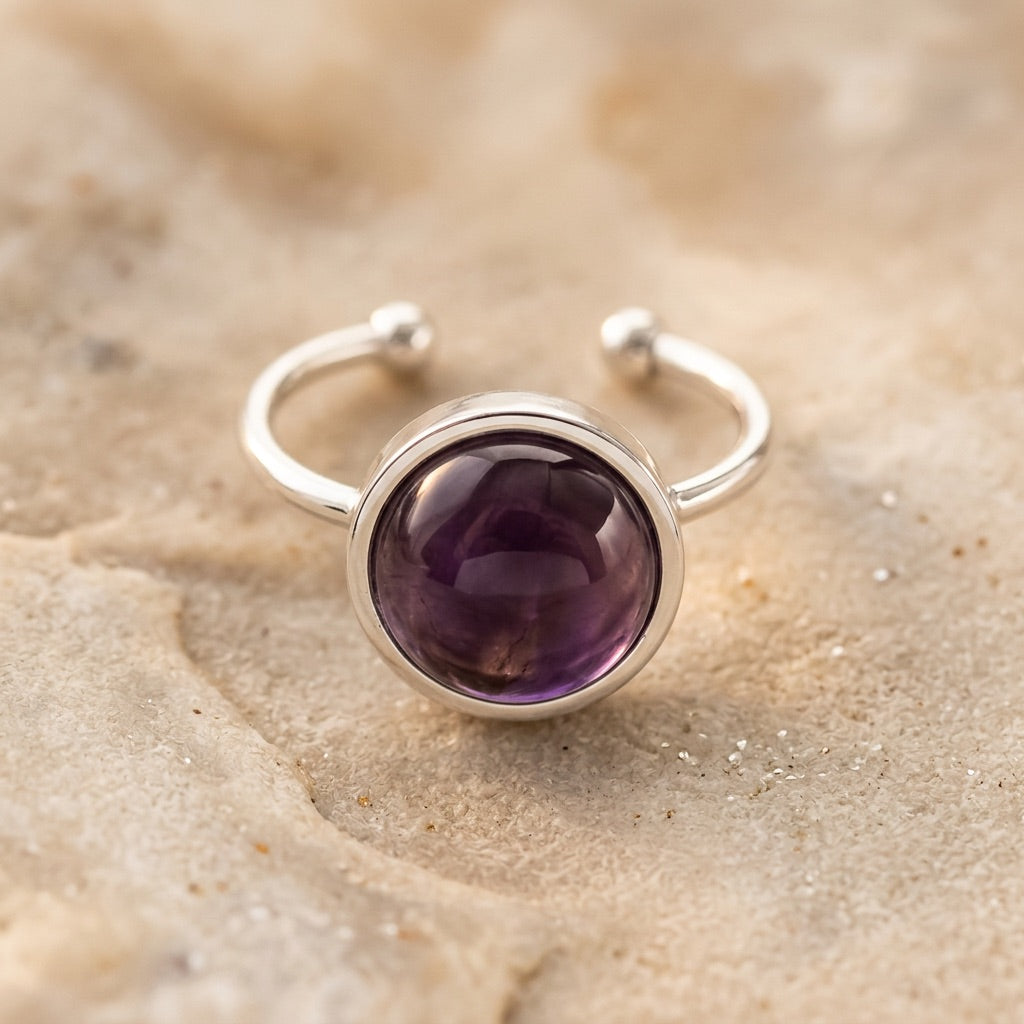 Amethyst Stone Ring “Velvet Serenity”