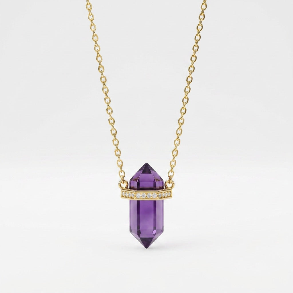 Purple Amethyst Necklace "Saturn"