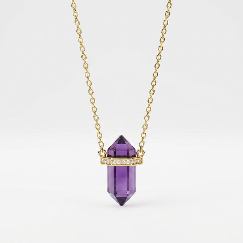 Purple Amethyst Necklace "Saturn"