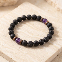 Lava Stone & Amethyst Bracelet "Falcon Veil"