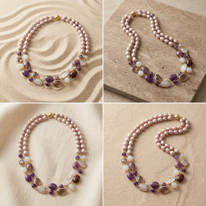 Amethyst & Moonstone Necklace "Diva"