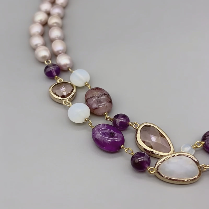 Amethyst & Moonstone Necklace "Diva"