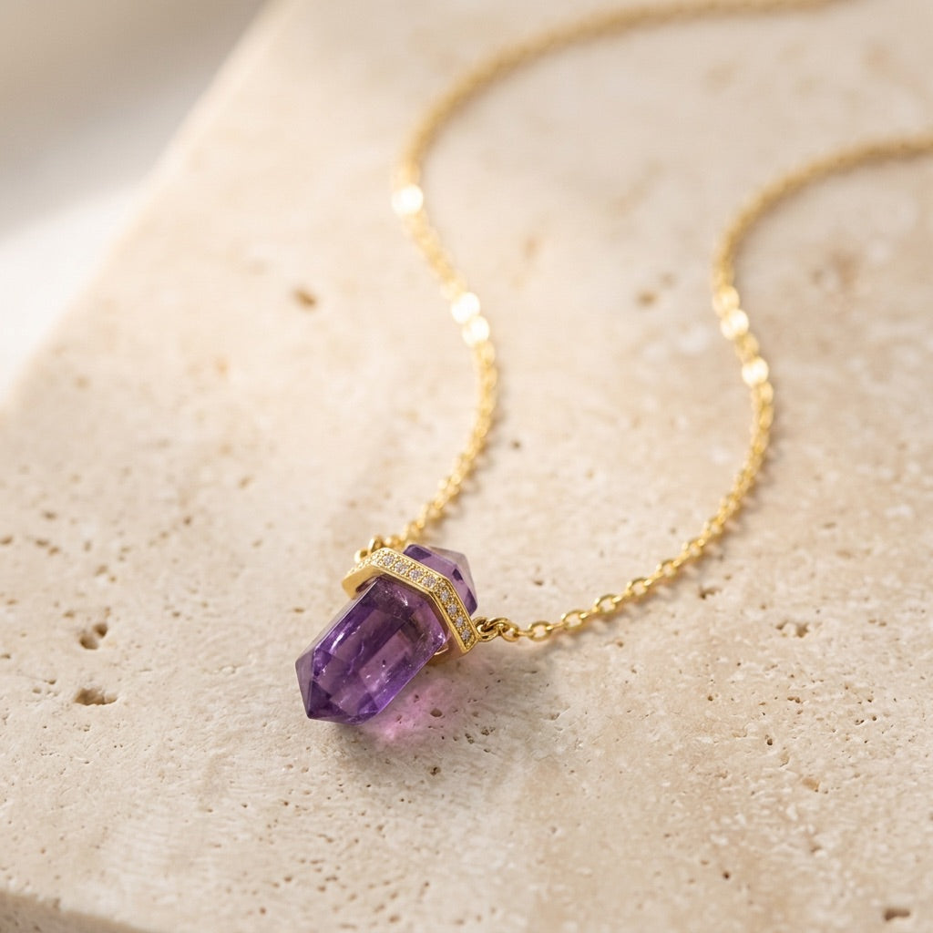 Purple Amethyst Necklace "Saturn"