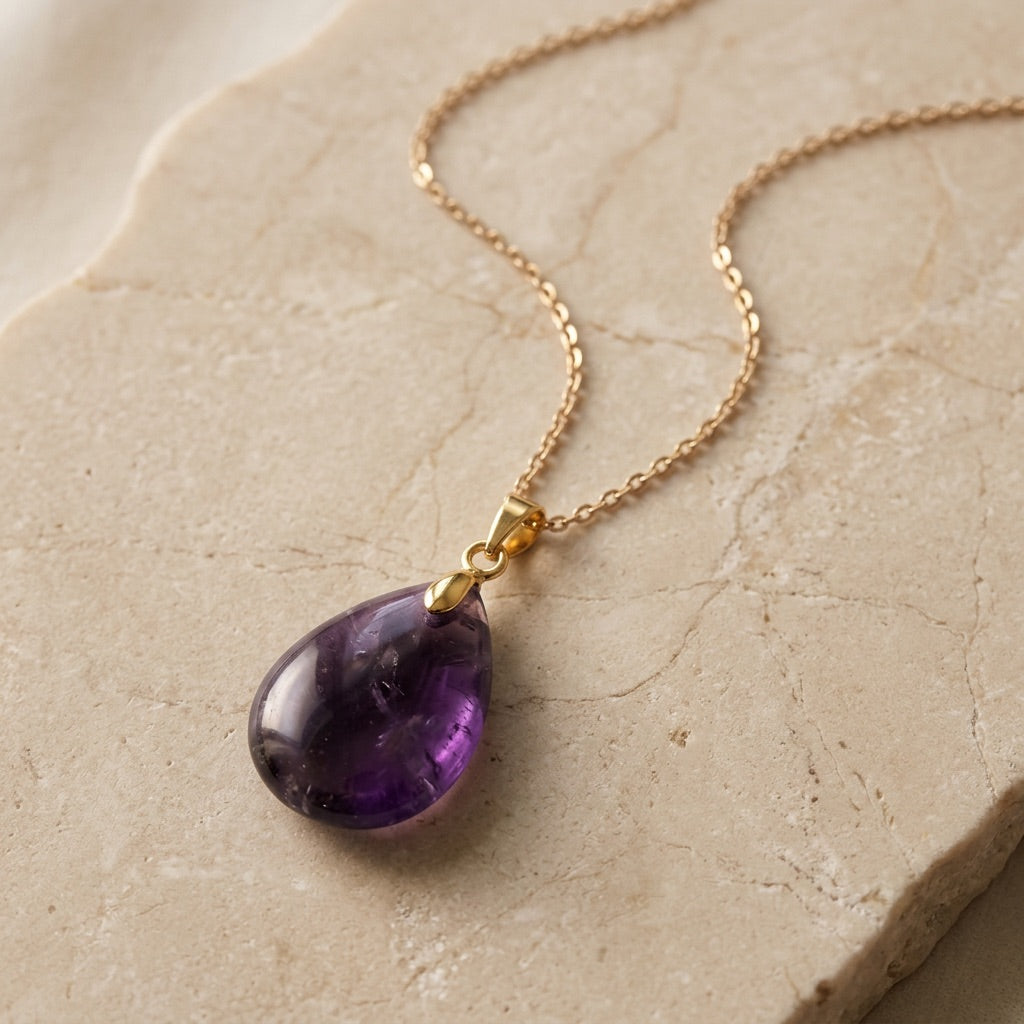 Amethyst Stone Necklace “Perle”