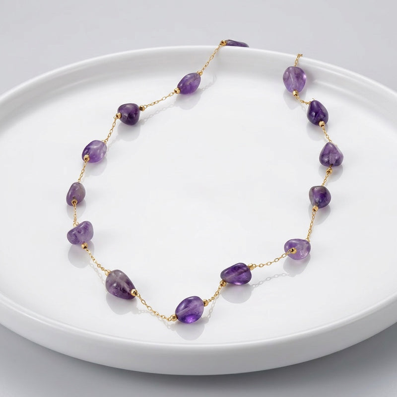 Purple Amethyst Stone Necklace "Velora"