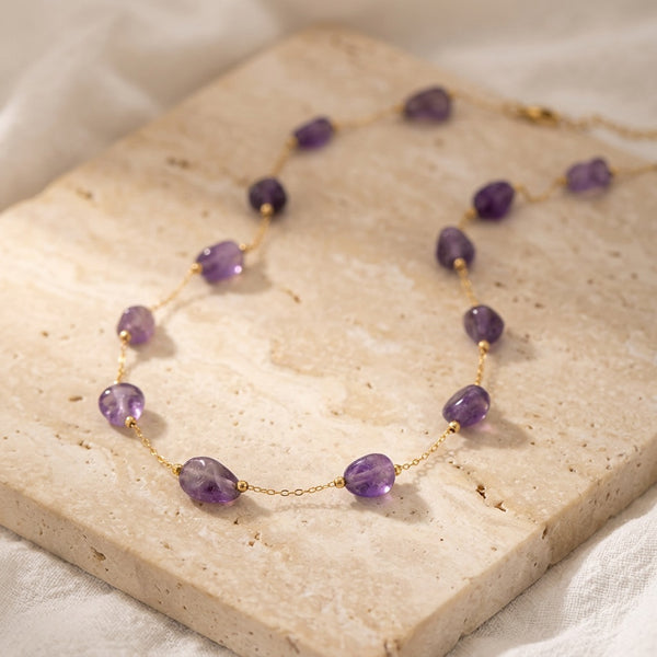 Purple Amethyst Stone Necklace "Velora"