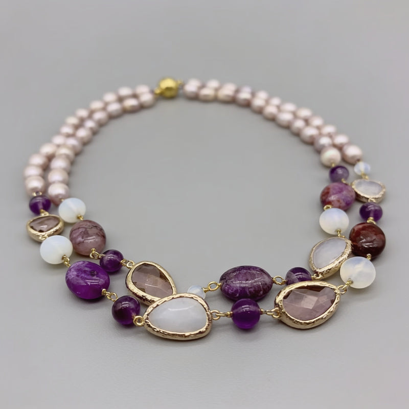 Amethyst & Moonstone Necklace "Diva"