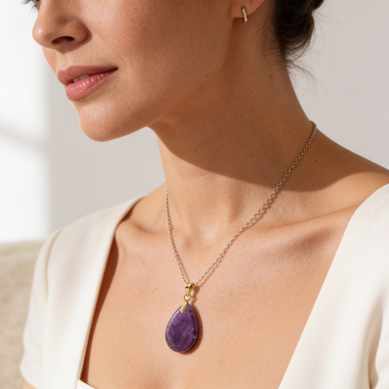Amethyst Stone Necklace “Perle”