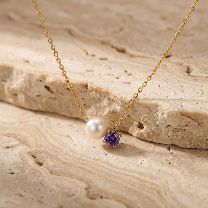 Amethyst & Pearl Necklace “Serenza”