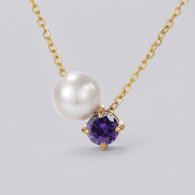 Amethyst & Pearl Necklace “Serenza”