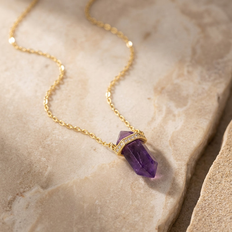 Purple Amethyst Necklace "Saturn"
