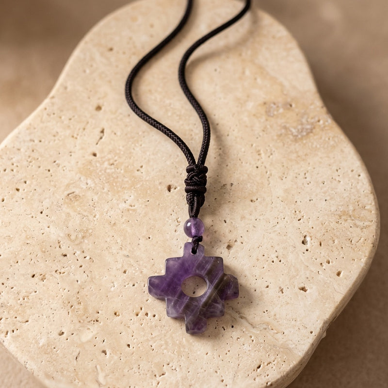 Amethyst Necklace "Tetris"