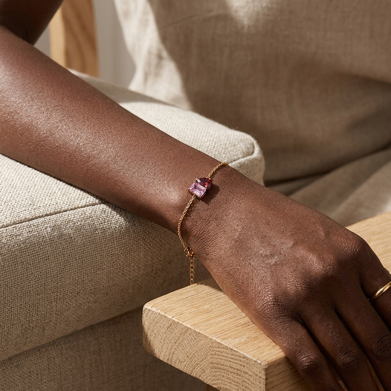 Ruby & Rose Quartz Stone Bracelet “Esmira”