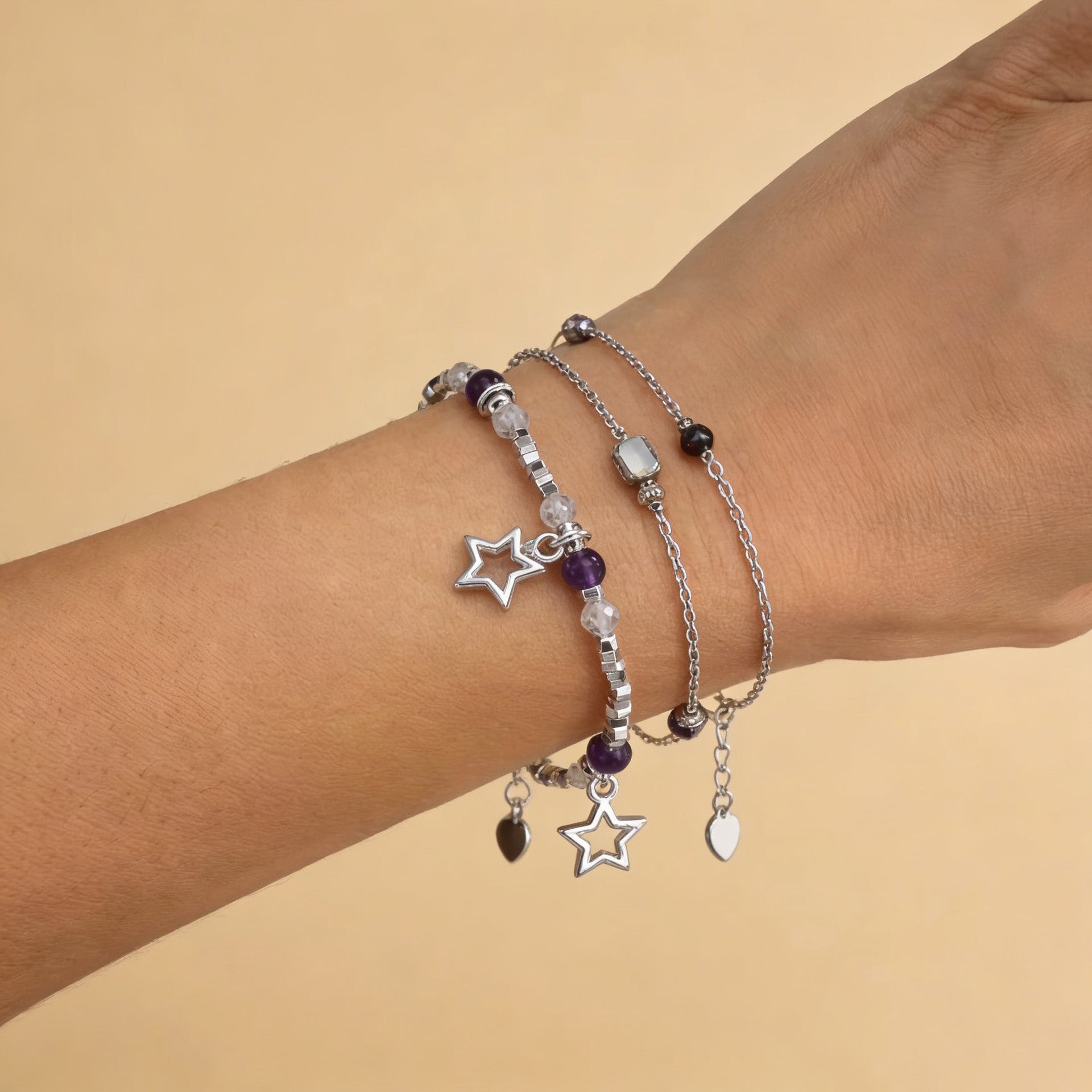 Amethyst Stone Bracelet "Celestia Star"