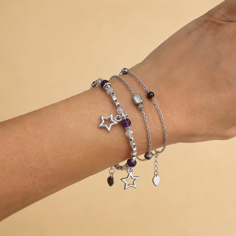 Amethyst Stone Bracelet "Celestia Star"