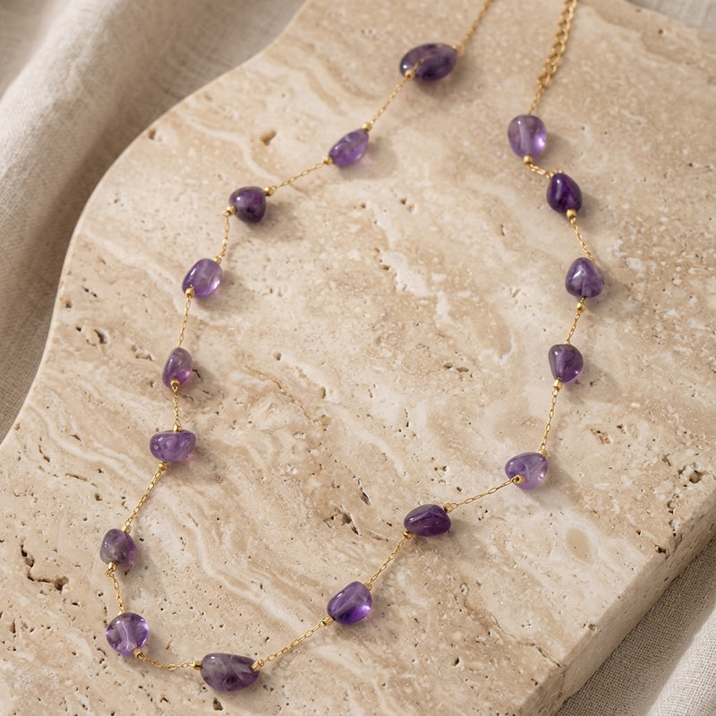 Purple Amethyst Stone Necklace "Velora"