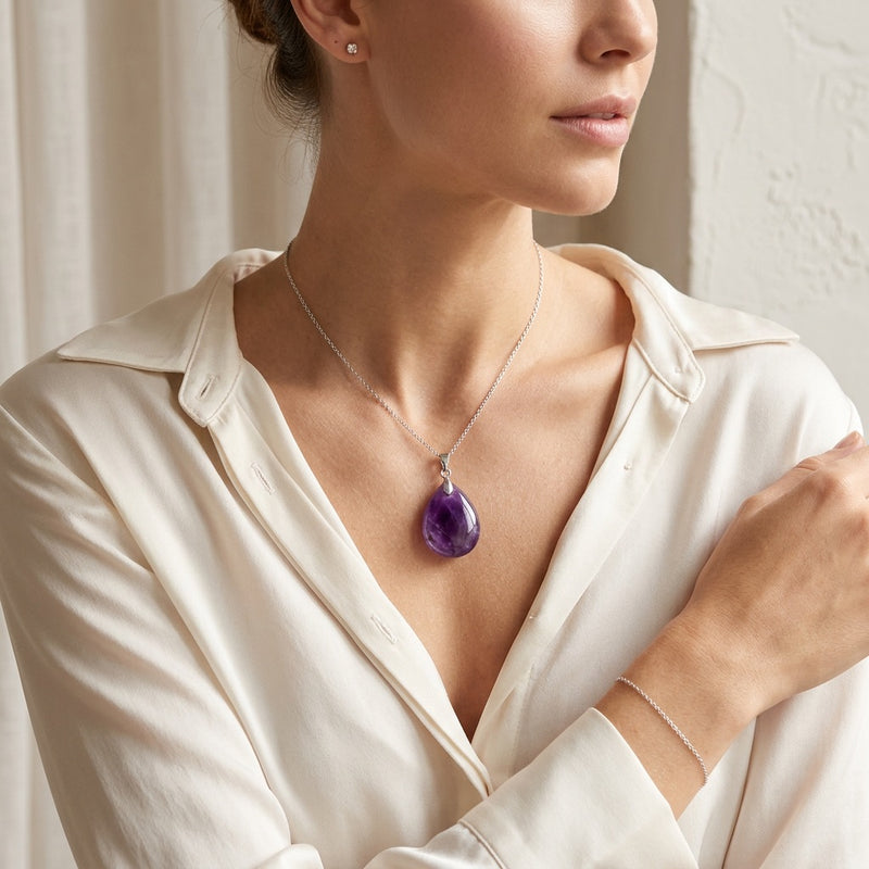 Amethyst Stone Necklace “Perle”