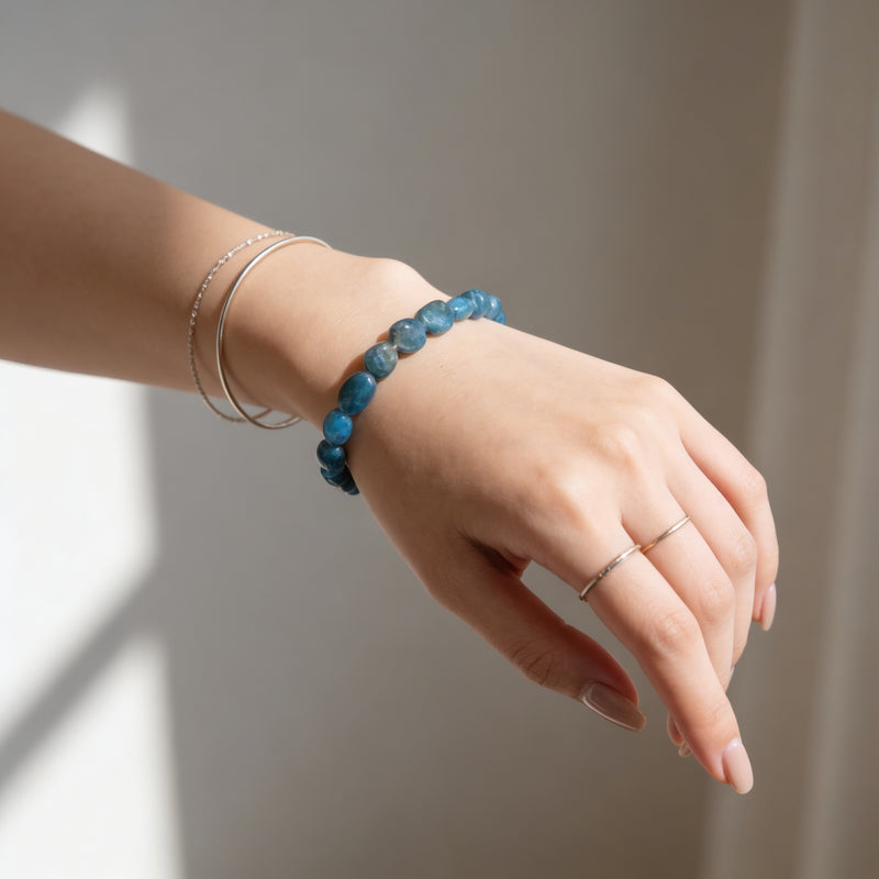 Apatite Bead Bracelet "Blue Horizon"