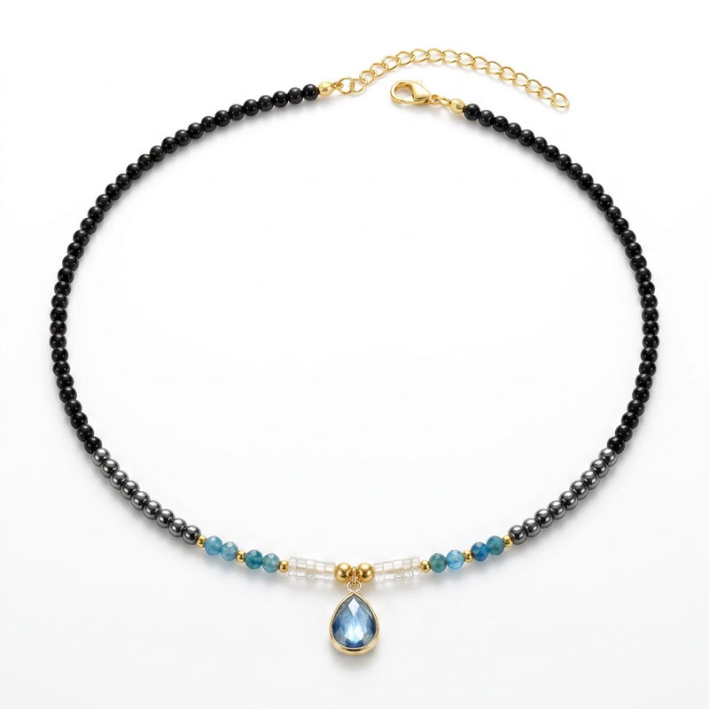 Apatite Stone Choker Necklace "Azure Tide"