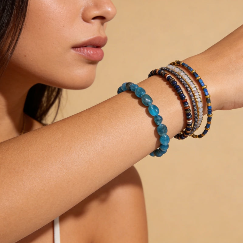 Apatite Bead Bracelet "Blue Horizon"