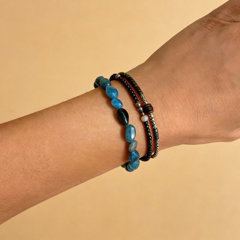 Apatite Bead Bracelet "Blue Horizon"