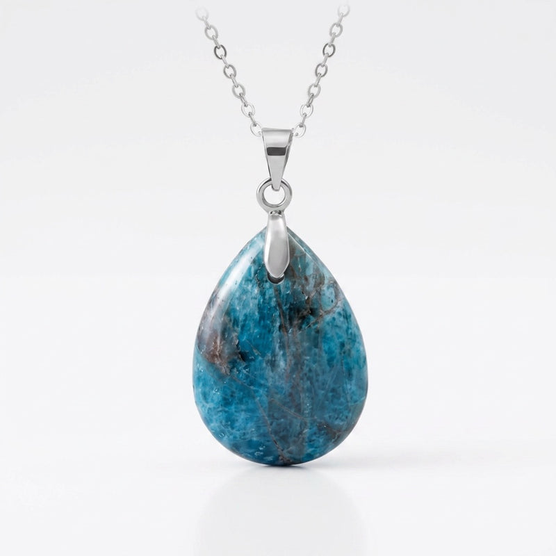 Blue Apatite Stone Necklace “Perle”